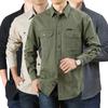 Men's Casual Loose Fit Long-Sleeved Shirt with Two Chest Pockets