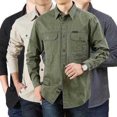 Chemise décontractée à coupe ample pour homme, à manches longues, avec deux poches de poitrine