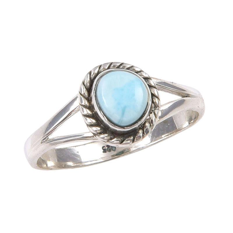 Natural Republic Larimar Gemstone Handmade 925 Sterling Silver Ring Size 7 G1a26