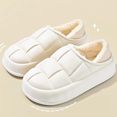 Mode Herbst und Winter wasserdichte Baumwollpantoffeln Damen Taschen und Hausschuhe für drinnen Wochenbett-Schuhe Plüsch Paarschuhe