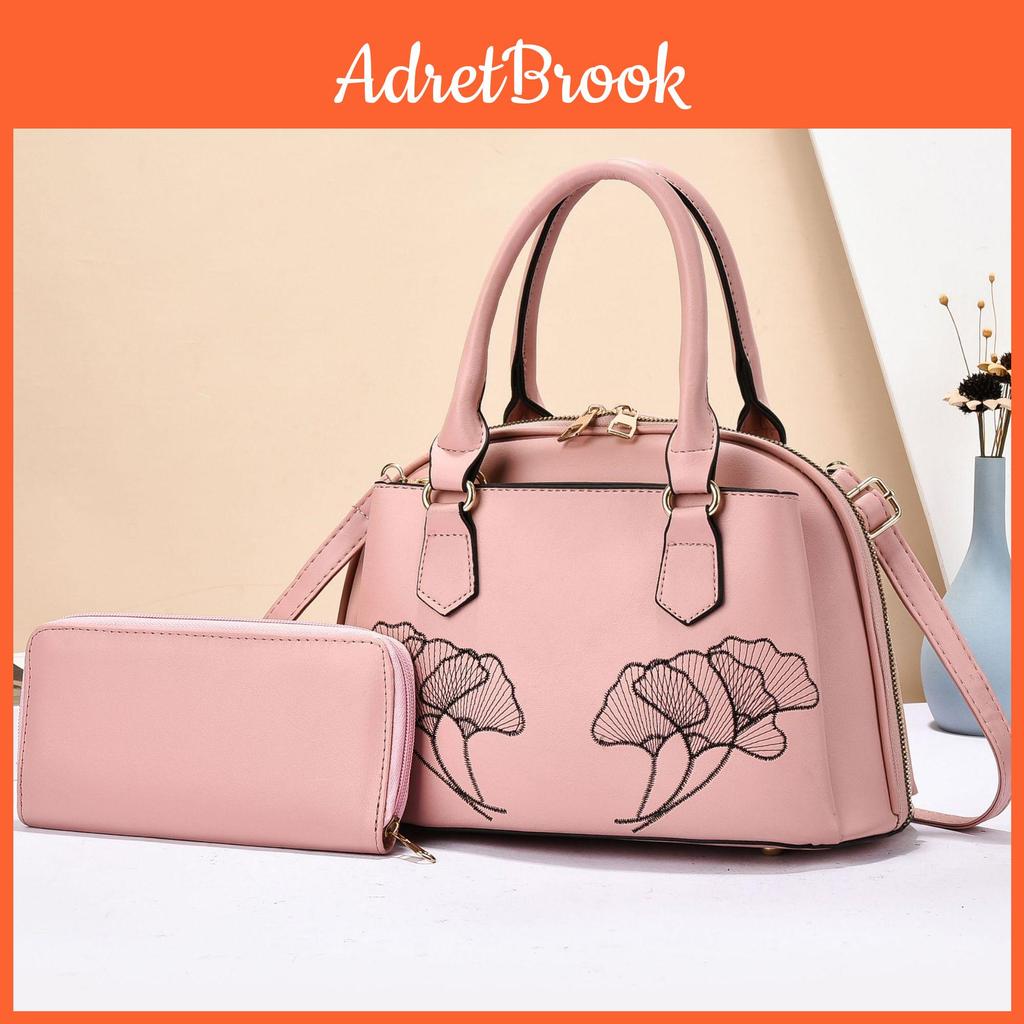 Womens Fashion Embroidered Tote Bag With Zipper Pockets For Daily Use