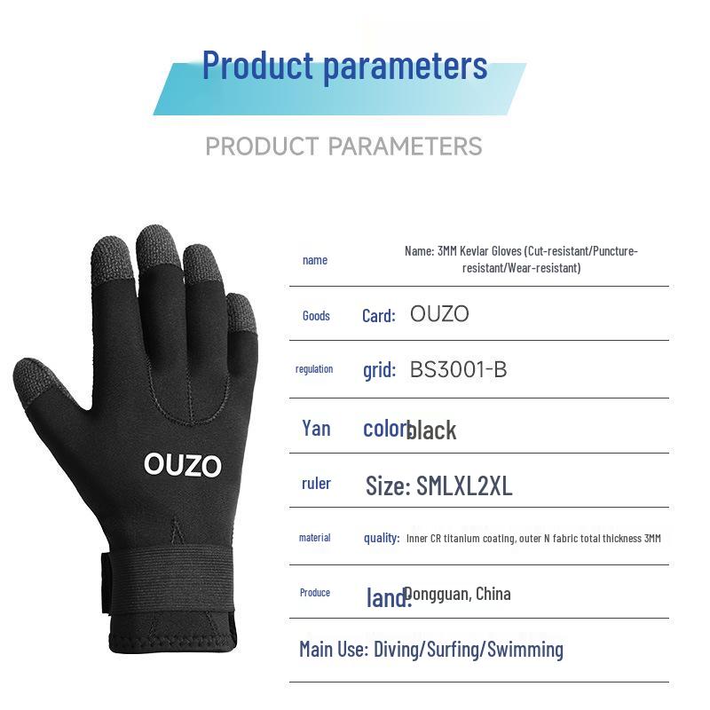 Diving Gloves 3/5mm: Durable, Cut & Puncture Resistant, Cold-Proof, Warmth-Keeping for Snorkeling, Surfing & Swimming