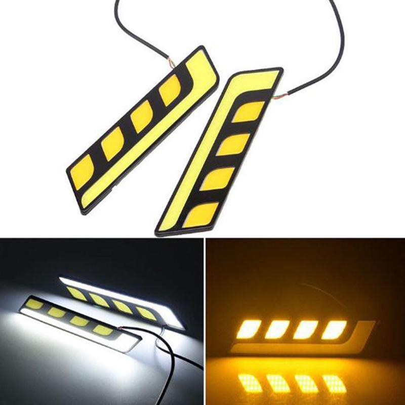 1PC Latest Car Daytime Running DRL Waterproof with Turn Signal Light Versatile LED COB Fog Lamp
