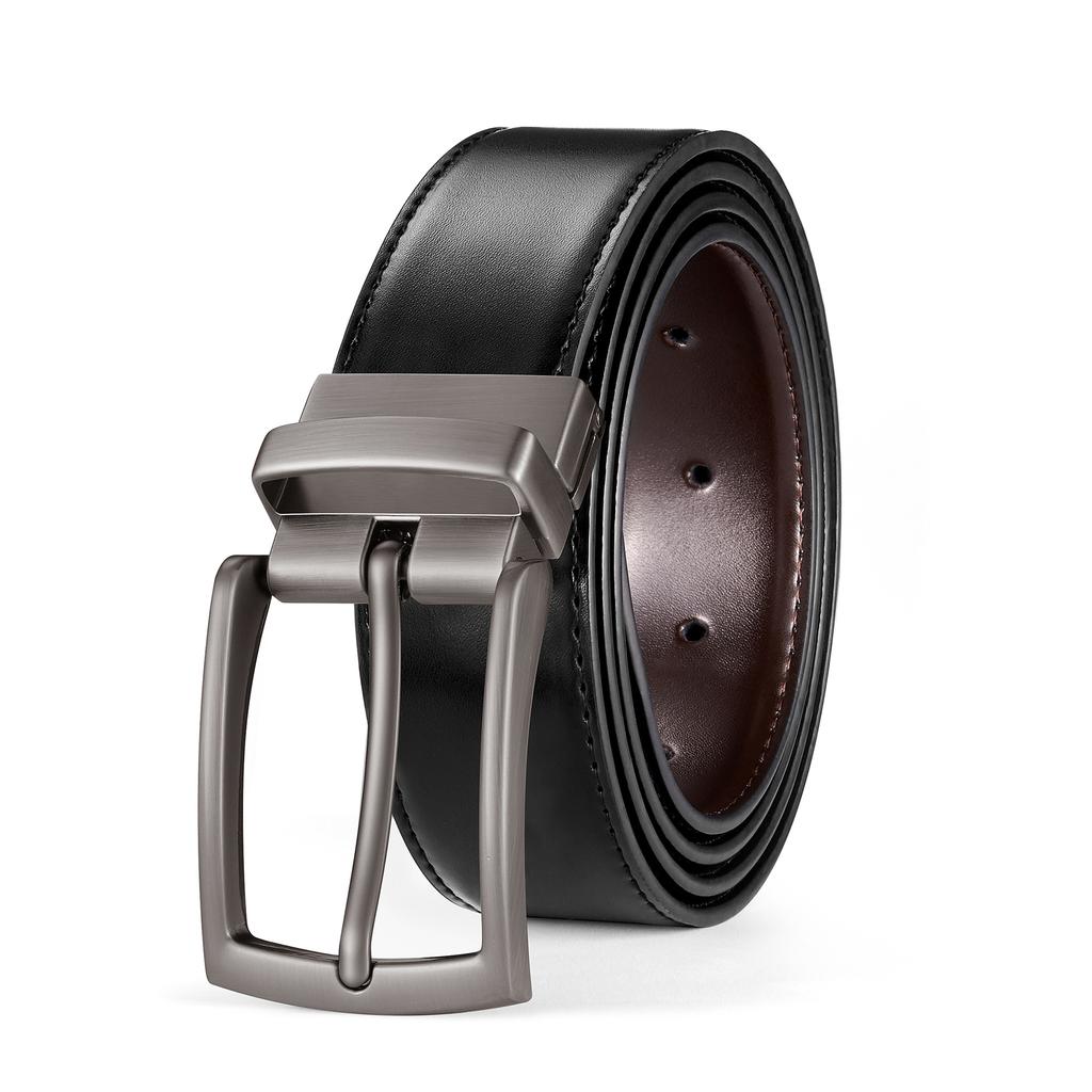 Four Seasons Available New Belt Men'S Rotating Buckle Leather Belt Men'S Needle Buckle Casual Double Sided Cowhide Pants Belt