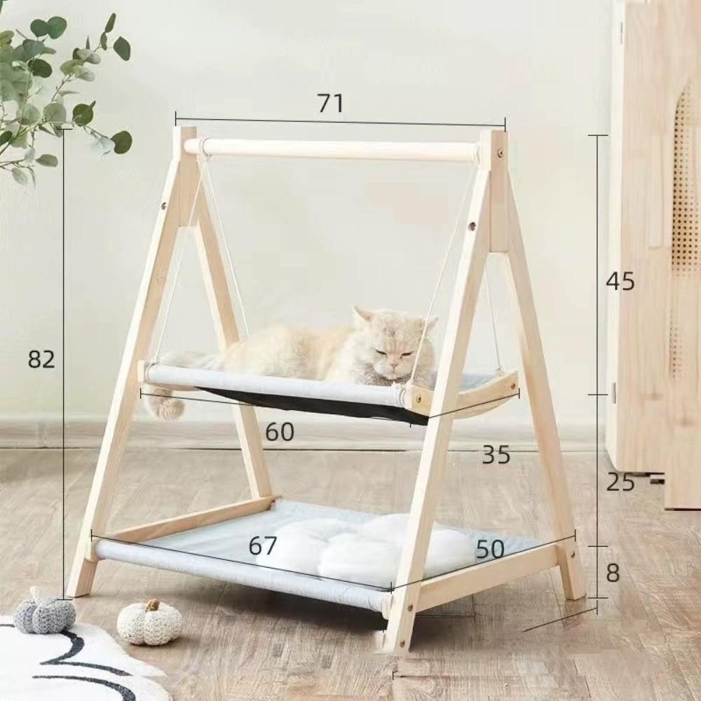 Solid Wood Cat Cradle Bed Thickened Cat Swing Hanging Bed New Cat Hammock Bed  Pet Small Bed