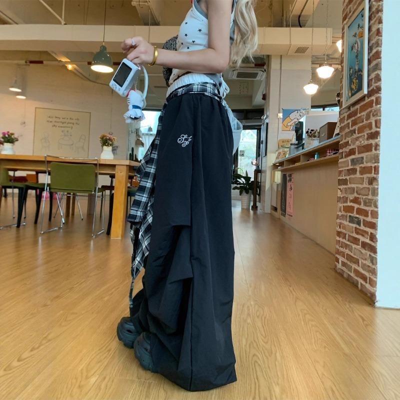 Vintage Street Casual Pants Women's Summer Thin Street Black Paratrooper Tooling Parachute Sweatpants Tide