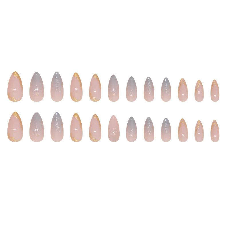 Künstlicher Nagel, dreidimensionales, abnehmbares Nagelkunststück, einfacher Fleck, unregelmäßiger Nagelfleck aus Goldfolie, 24