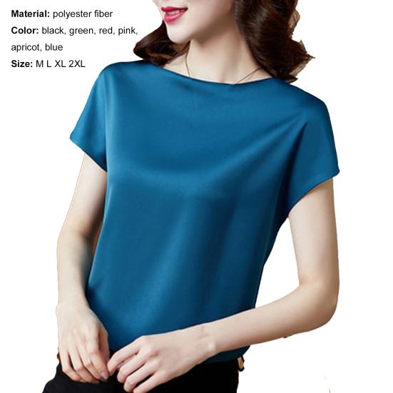 T-shirt Round Neck Smooth Polyester Women Bottoming Tops for Work