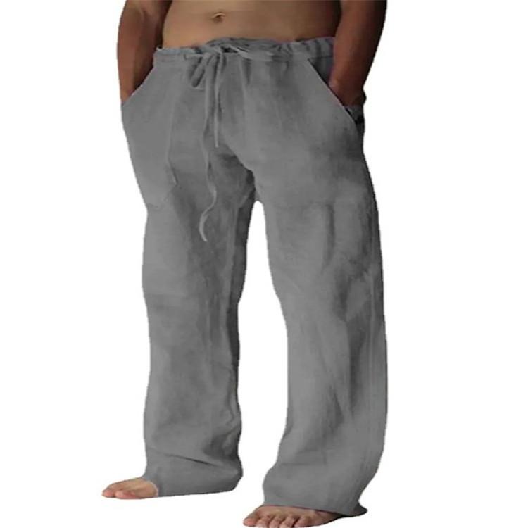 Herren Locker Lässige Hosen Sommer Neu Elastischer Bund Kordelzug Atmungsaktiv Sport Lange Hosen