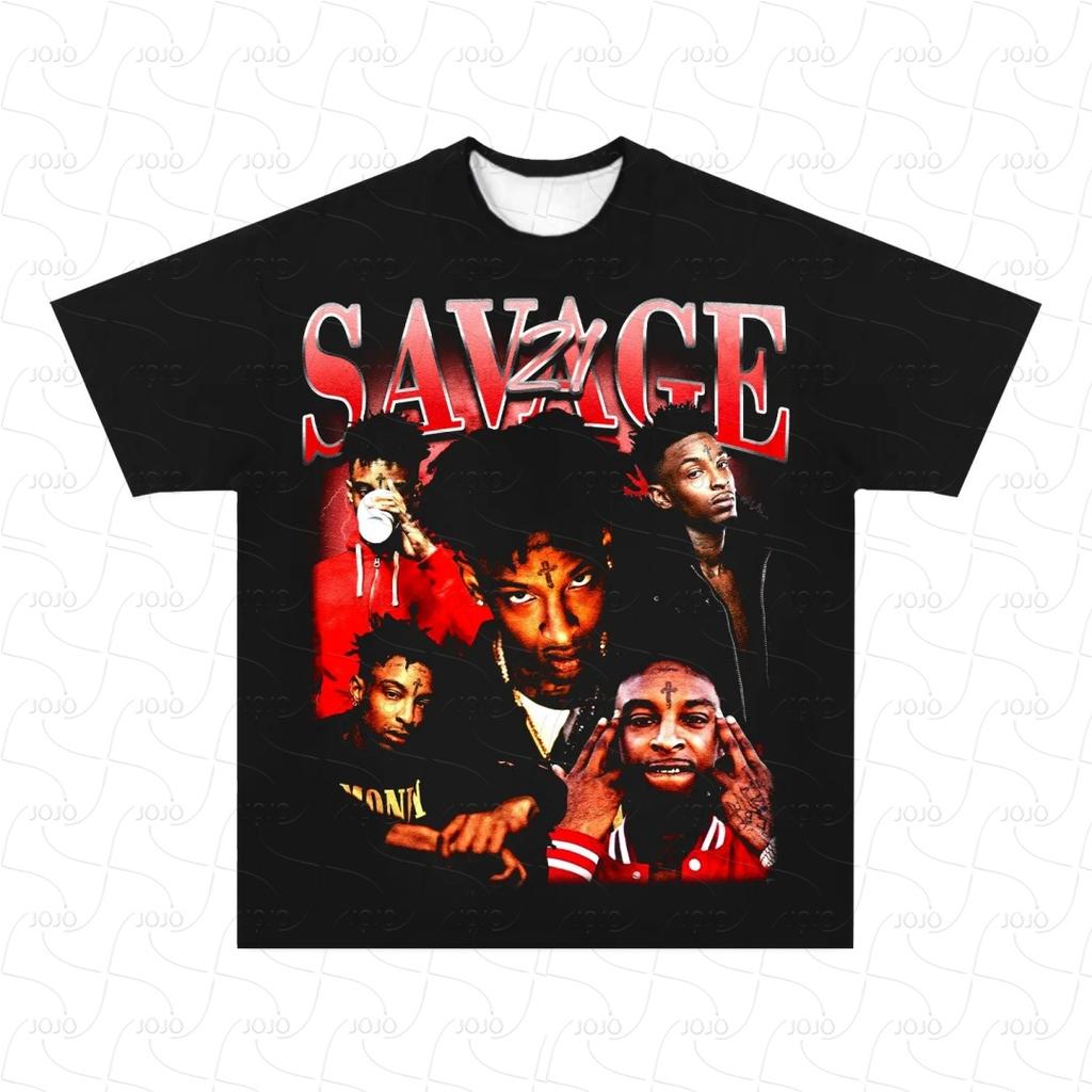 Rapper 21 Svage Retro Graphic T-Shirt Men's Hip Hop Clothing Y2k Unisex Fashion Oversized Ghetto Gangster Top Gift for Fan