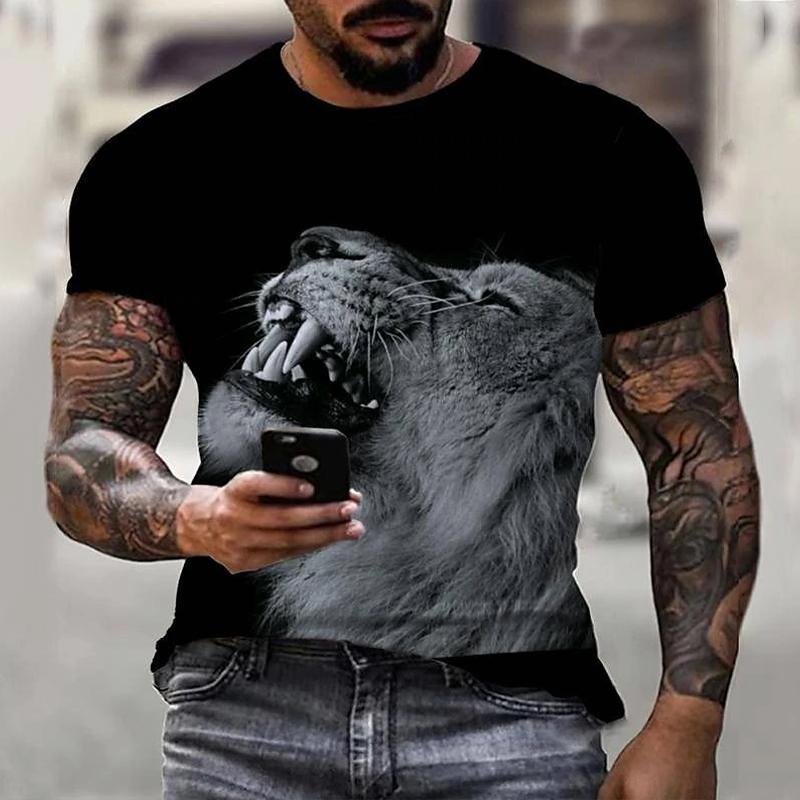 Nové letní pánské módní tričko s potiskem tygra