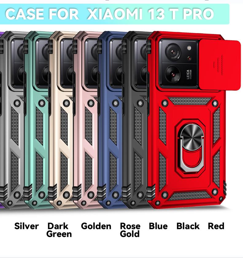

Для Xiaomi 13T/Xiaomi 13T Pro/Redmi K60 Ultra Armor Чехол для телефона Защита объектива камеры Металлическое кольцо-подставка Противоударный чехол