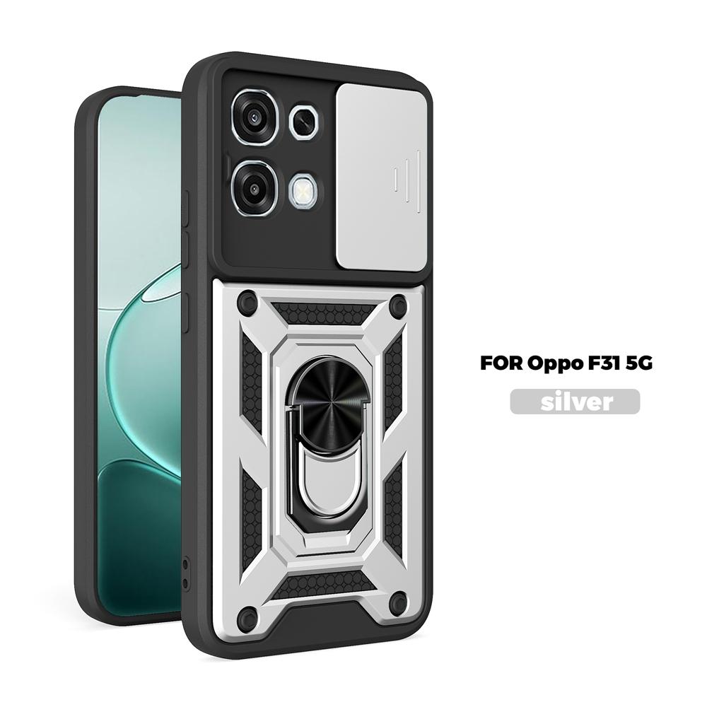 

Для OPPO A6 Pro Чохол Броня Протиударний Магнітний Тримач Кільце Чохол Для OPPO F31 A6 Pro 5G A6Pro 4G Захисна Кришка Об єктива For OPPO A6 Pro 4G срібний