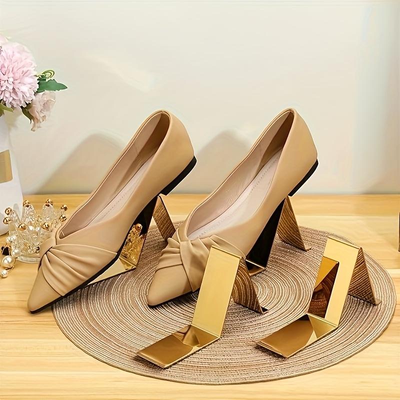 4pcs Stainless Steel Shoe Racks Display Stand Golden Mirror Finish Light Luxury Shopping Mall Counter Shoe Support Display Rack