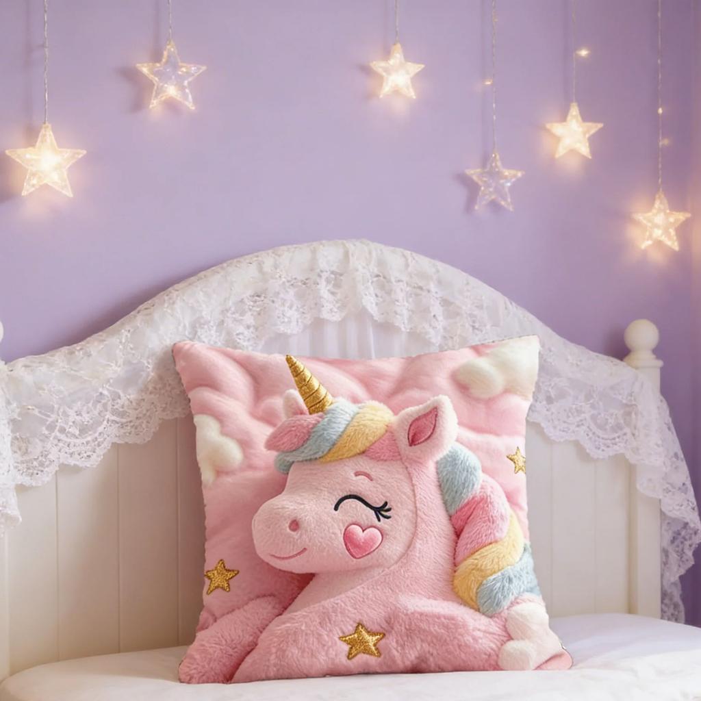 1 Stück Süße Einhorn Rosa Kissenbezug Beidseitig Waschmaschinenfest Kissenhülle Für Wohnzimmer Sofa Schlafzimmer Dekor