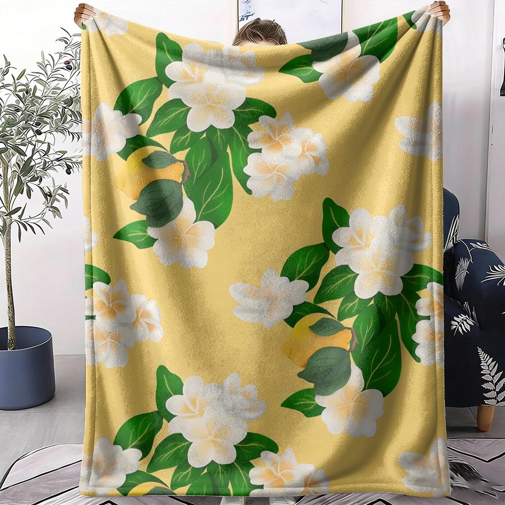 Plumeria Throw Soft Flannel AC Blanket Lightweight Summer Nap Throw Cozy Blanket for Sofa Bed Travel Home