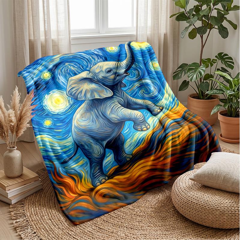 Elephant Warrior and Dragon Theme blanket Lightweight Warm Flannel Blanket Decorative Throw Blanket for Home Decoration
