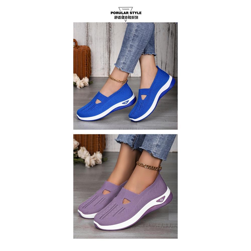 Women's Oversized Casual Shoes, Fly Woven Breathable Shoes, Women's Lightweight and Comfortable Mesh Shoes, Soft Soled Shallow Single Shoes
