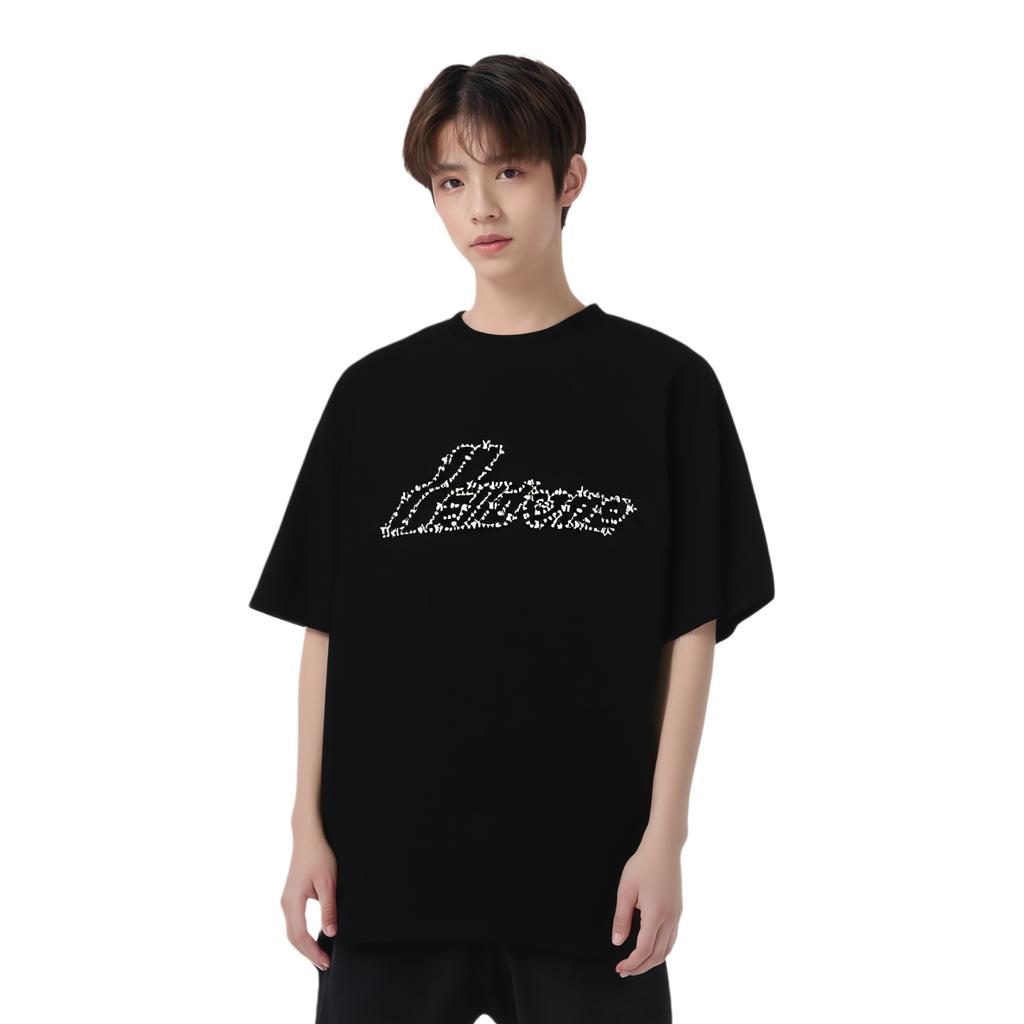 We11Done 25 Early Autumn Crystal Logo Short Sleeve T-Shirt Unisex T-Shirts Black WD-TT2-25-735-U-BK