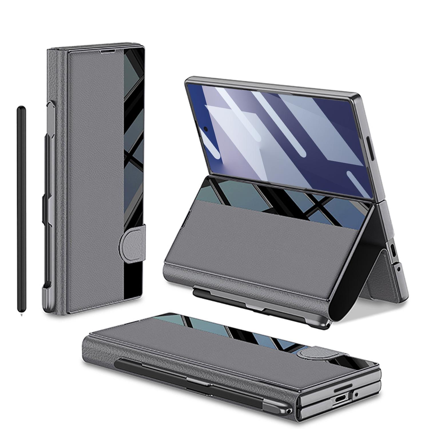 

Чехол для мобильного телефона Samsung ZFold7, деловой, складной экран, ZFold6, откидная крышка, пленка, интегрированный слот для ручки, кожаный чехол SM-Fold6