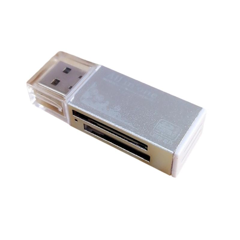 

USB 2.0 Memory Card Reader Compatibles MS TF More Slots Cards Adapter Multiple Function серебро белый