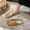 Baotou Half Slippers Women's Summer Wear 2025 New Flat Casual Pregnant Women Lazy Shoes Muller Shoes Half Drag Single Shoes