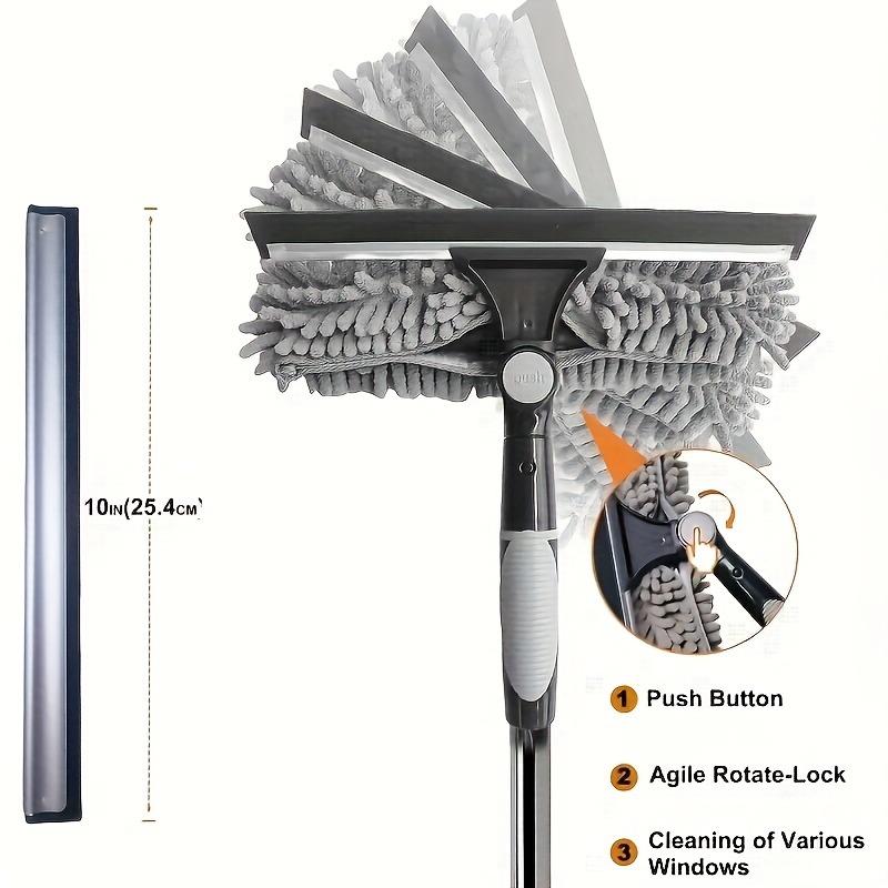 1PACK Professional High-rise Window Cleaning Tool Kit - Microfiber and Absorber with Stainless Steel Rod for Skyscrapers and High-rise Buildings