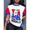 Comfortable Loose Fit Cotton Blend Crew Neck Short Sleeve Tee With 3D Print Design Women 2025