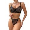 Women'S Lace Lingerie Set Sexy Erotic Lingerie See-Through Slim Bra And Underwear Sexy Clothing Perspective Teasing Thong Set