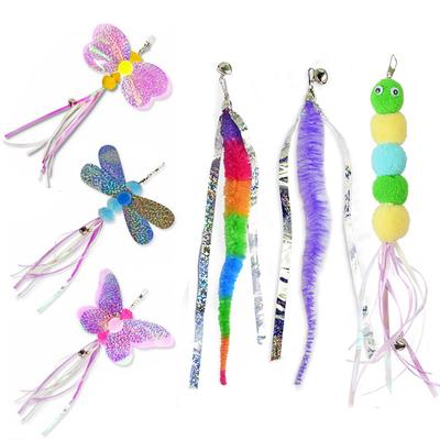 Cat Feather Toy Accessories False Butterfly Worm Toy with Bell Kitten Cat Toys Interactive Replacement Refill Foam Ball Training