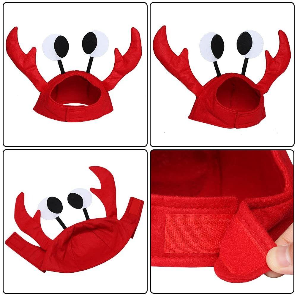 1 Set Rode Wijn Strik Kreeft Krab Hoed Verstelbaar Ontwerp Verkleedkostuum Chique Hoeden Grappig Dier Krab Kostuum Set