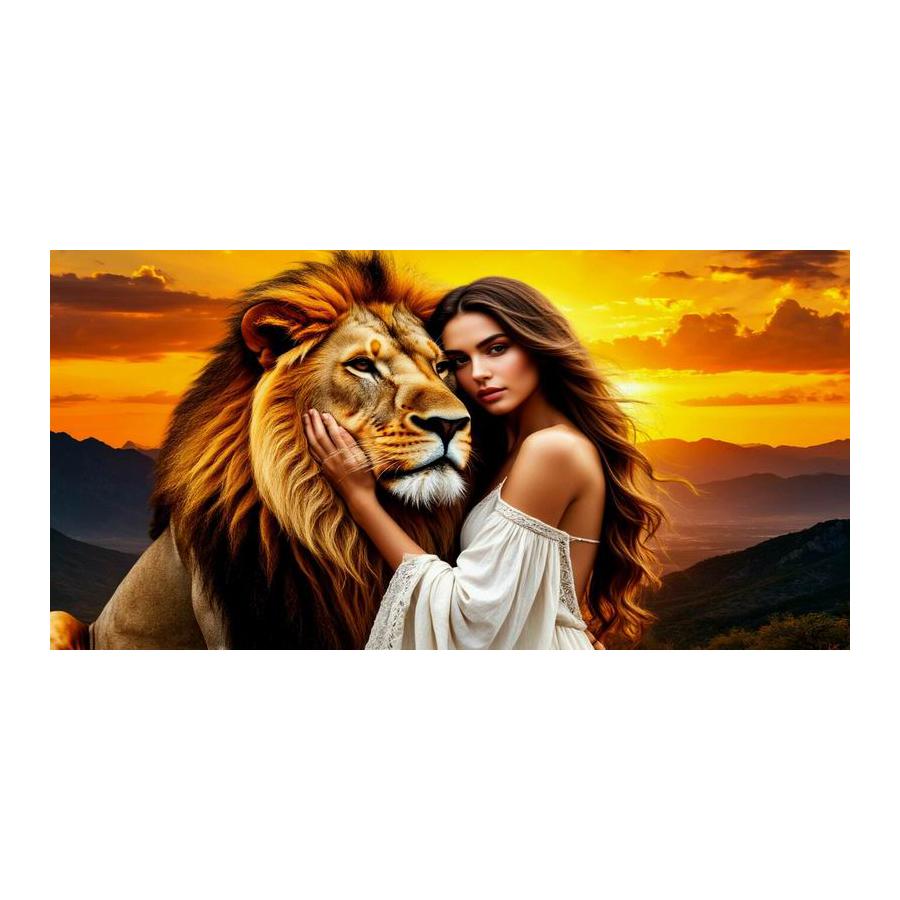 Abstract Woman and Lion Large Size Diamond Painting New Collection Animals Diy Full Drill Rhinestone Embroidery Mosaic Cross Stitch Kits