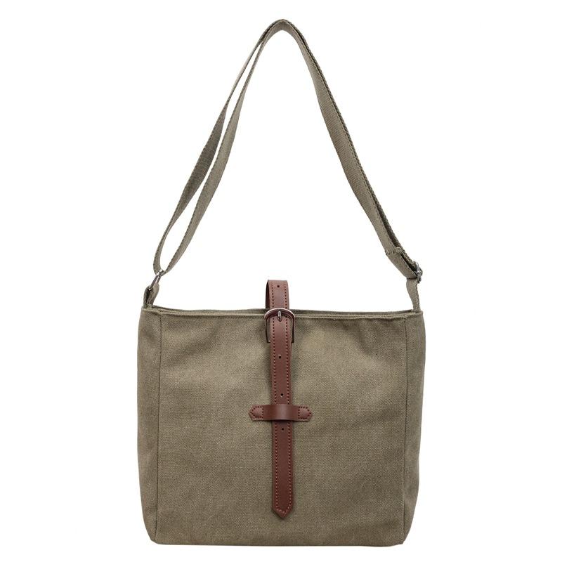 Vintage Canvas Crossbody Bag Tooling Style Shoulder Bag Women Commuter Tote Bag