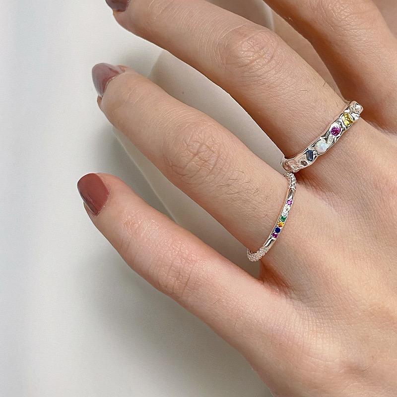 Bf Club Copper Color Rings For Women Fashion Geometric Handmade Irregular Vintage Simple Colorful Open Ring Party Christmas Gift