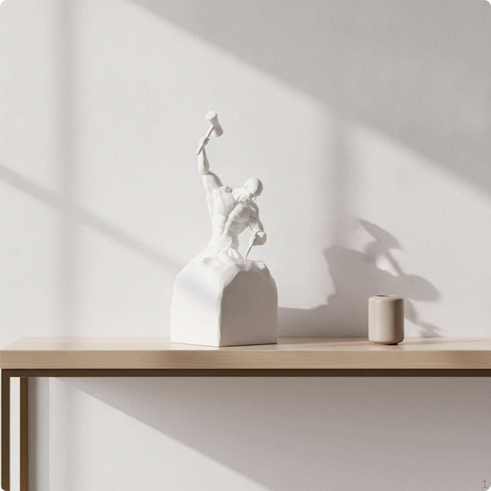 Human Figure Sculpture Minimalist with Cube Base Modern Desktop Statue for Homeowners, Art
