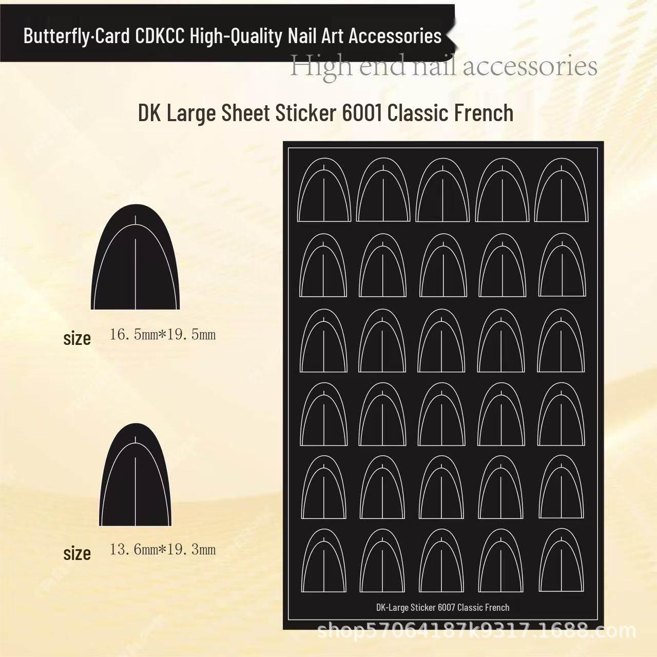 Butterfly & French Sticker Nail Art Set: Lace, Plaid, Snowflake, Star Designs 6001 Classic French