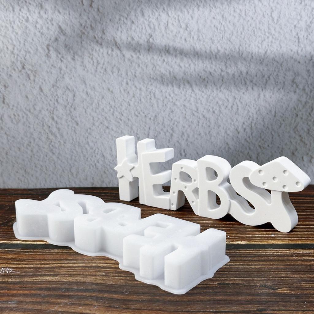 Letters with Mushroom Candle Mould Autumn Silicone Molds Ornament Molds Castings Molds Plasters Molds