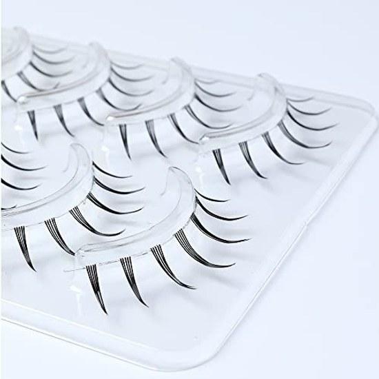 Emotao false eyelashes natural upper lashes shorter outer corner lower popular handmade actress cosplay makeup underground style 5 pairs (M9-01)