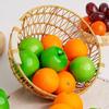 Woven Round Fruit Basket Bowl Display Dish Organizer Imitation Rattan Food Serving Tray for