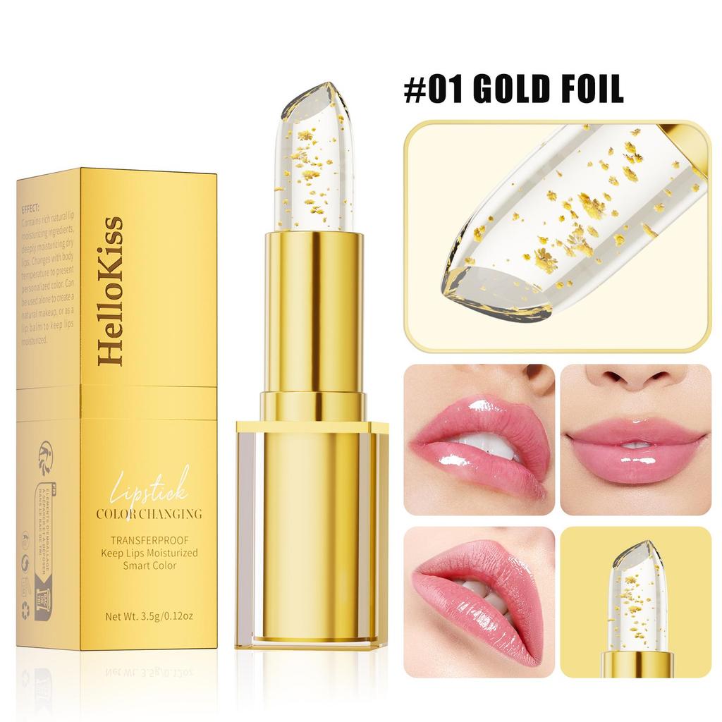 Temperaturfarbwechselnder Lippenbalsam Kristallgelee Blumenlippenstift Gloss Transparent Lang Anhaltend Feuchtigkeitsspendend Lippen Make-up Kosmetik