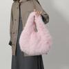 Kleine Hobo Henkeltaschen für Damen Schultertaschen Designer Fellige Geldbörse und Handtaschen Modische Süße Damen Plüschtasche