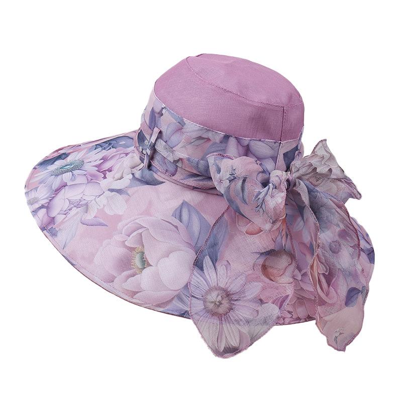 New Hat Women'S Large Brimmed Sunscreen Sun Hat Flower Versatile Look Young Age Reducing Hat Leisure Sunscreen Hat