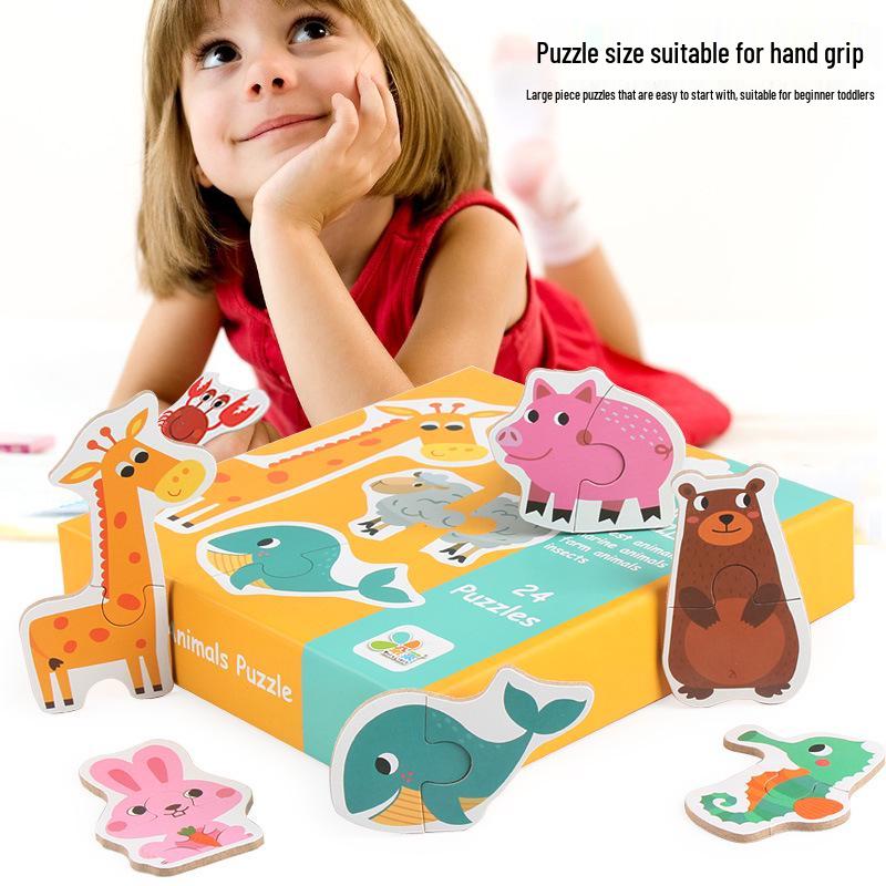 23-Piece Early Education Wooden Puzzle for Kids: Vegetables, Fruits, Animals, Transportation
