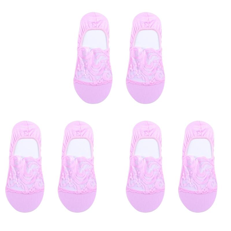 3 Pairs 5 Color Fashion Women Girls Summer Socks Sweet Lace Flower Pattern Short Sock Invisible Ankle Socks Cotton