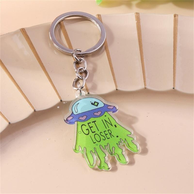 Creative Acrylic UFO Keychain Modern Key Ring Accessory Perfect Gift For Sci Fi Fans And Space Enthusiasts
