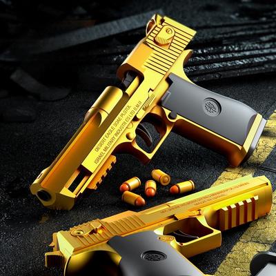 Continuous S Mechanical Auto Desert Eagle Airsoft Toy Gun Ejecting Shells Soft Bullets Kids Outdoor Target Game