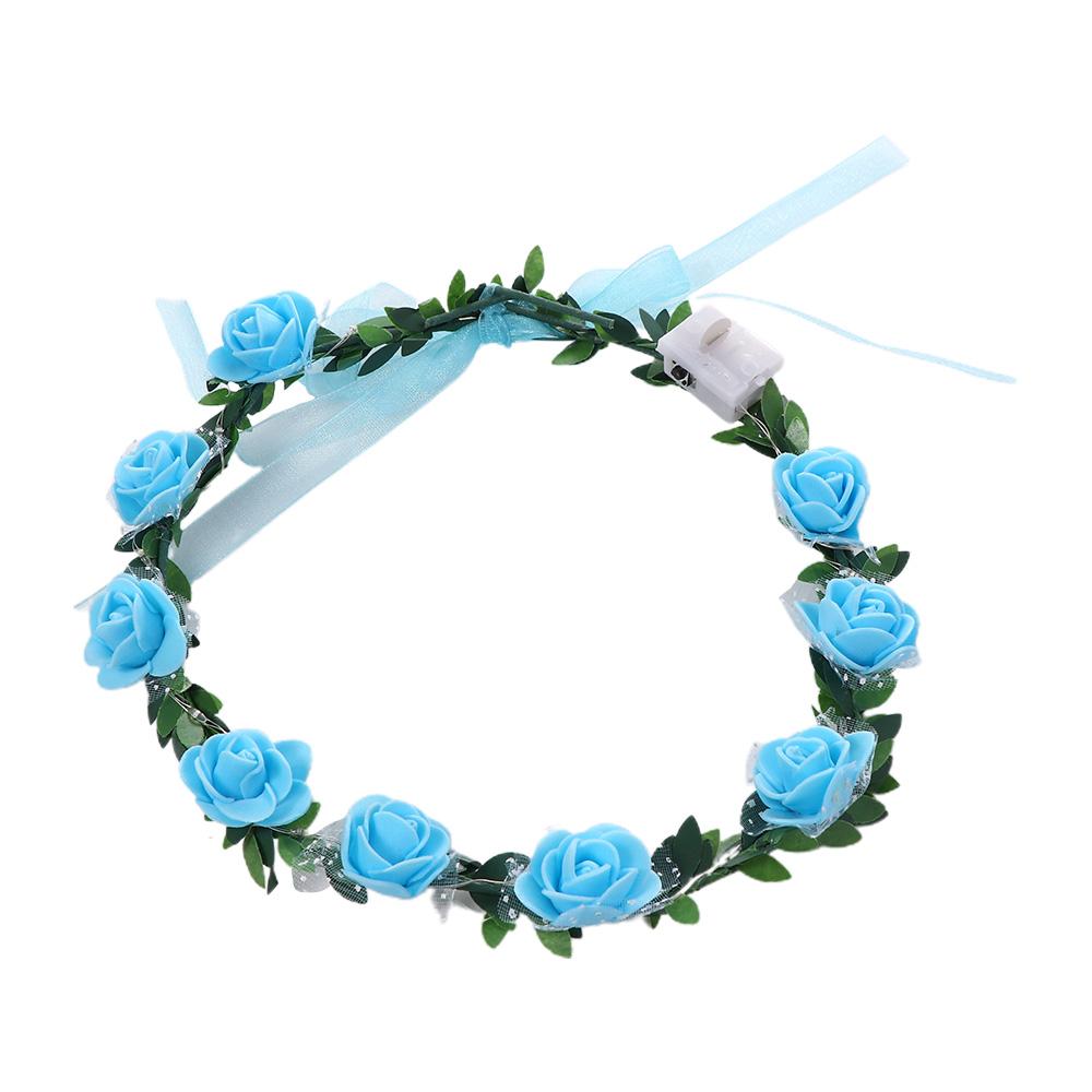 Świecący Kwiat Różany Party LED Girlanda Dekoracja Korona na Głowę Opaska z Kwiatów Wianek