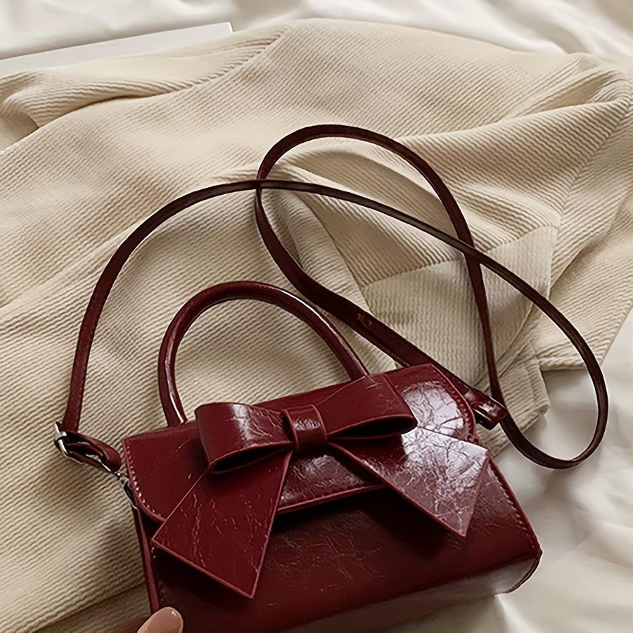 1pc Casual Personality Fashion Bow Shoulder Bag Hand-held Small Square Bag Simple Crossbody Bag