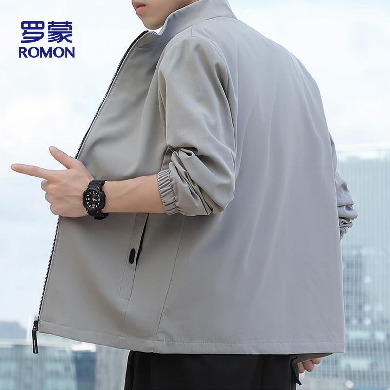 ROMON Men's Casual Windproof Stand-Collar Jacket