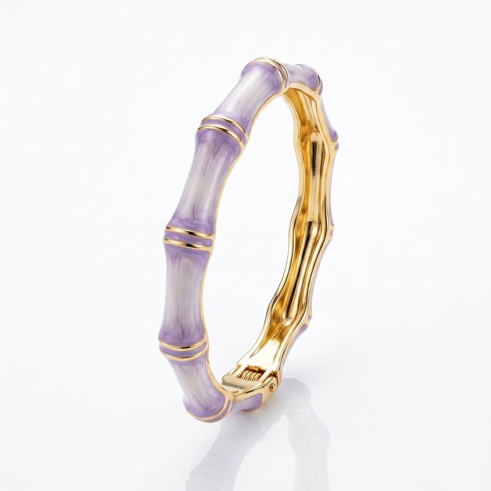 Gold Enamel Resin Bracelet Stainless Steel Stainless Steel Bangle Bamboo Joint Bangle Party